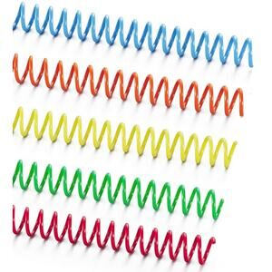 50 Pack Plastic Spiral Binding Coils, 3/8 Inch (10mm), Assorted Colors